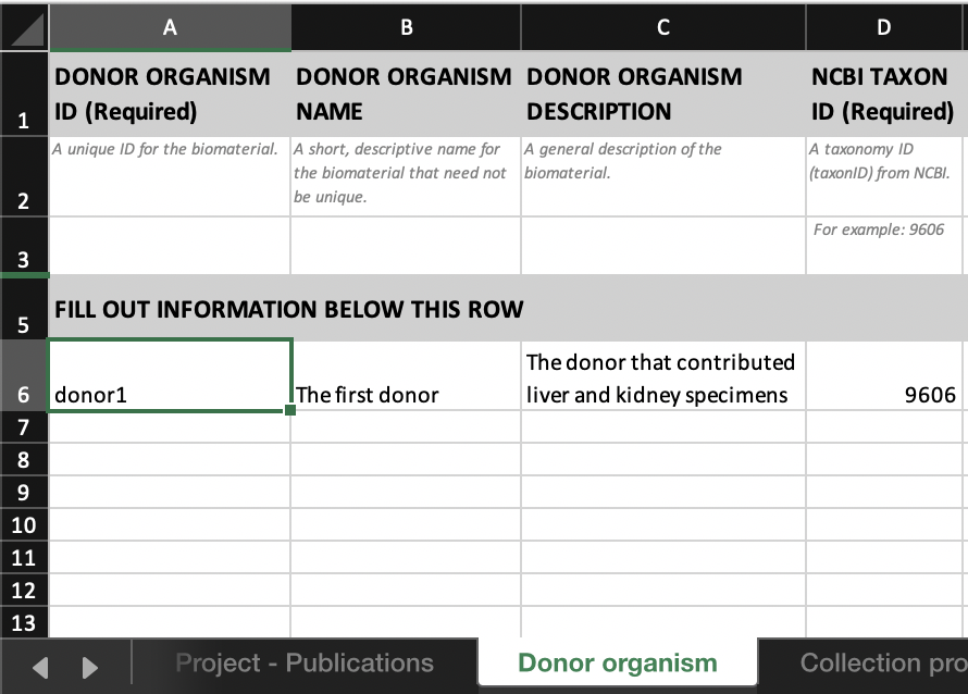 Donor organism tab