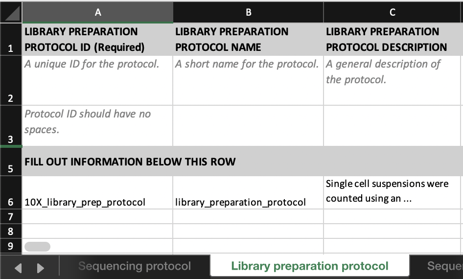 Library preparation tab