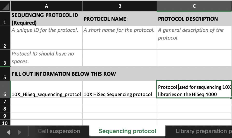 Sequencing protocol tab