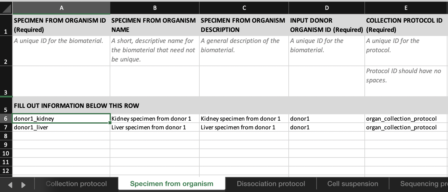 Specimen from organism tab